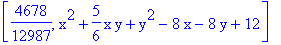 [4678/12987, x^2+5/6*x*y+y^2-8*x-8*y+12]